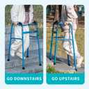 Foldable Stair Climbing Walker for Seniors, Adjustable Height Wheel-Free Walking Aid, Lightweight Aluminum Alloy Support Up to 300lbs, Portable Stair Assist Bar for Elderly & Mobility Impaired