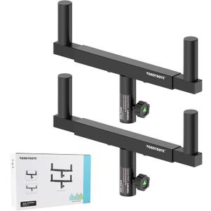 Vondynote Set of 2 Dual Speaker Mount Bar Mounting Fork Bracket Speaker Pole Width Adjustable, Black