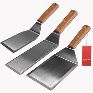 Stainless Steel Spatula Set, Grill Spatula Set with Full Tang Handle & Beveled Edges, Long Wide Spatula for Cast Iron Griddle BBQ Flat Top Grill, Pancake Spatula, Smash Burgers Metal Spatula (Spatulas Set)