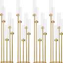 5 Arm Candelabra with Acrylic Lampshade Set of 4 Gold Candelabra for Wedding Table Birthday Party Home Decoration 39.4'' Candle Holder Fit LED Taper Candles