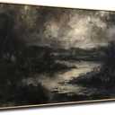 Dark Forest Landscape Canvas Wall Art 24x48, Natural Framed, Moody Nature Wall Decor, Dark Forest Landscape Print, Rustic Farmhouse Artwork for Living Room or Office