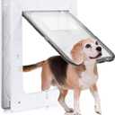 Pet Door, Durable Plastic Dog Door, 6.5x 9.25 Inner Frame for Small Dog and Pets, Easy DIY Installation, Suitable for Interior and Exterior Doors, Screen and Wall, White Doggie Door