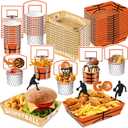 Basketball Party Snack Boxes Set, 96Pcs Basketball-Theme Party Supplies with Snack Bowls, Food Tray, Hoop Backdrop Cards and Glitter Cupcake Toppers for Basketball Birthday Party Decorations
