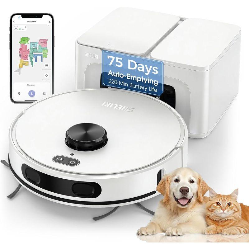 Robot Vacuum and Mop Combo, Mapping Robotic Vacuums Cleaner with 75 Days Self-Emptying, LiDAR Navigation Smart & Strong Suction, WiFi/App/Alexa/Voice Control, Quiet for Home Pet Hair Hard Floor Carpet