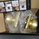 3 Pack Gold Door Knobs with Camelot Trim,Interior Door Knob with Lock,Coastal Door knob for Hall & Closet, Satin Brass