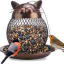 Outside Wild Bird Feeder, Heavy Duty Metal Frame Squirrel Proof Bird Feeders Hanging for Garden Yard Outdoor Decoration, Cute Cat Shaped