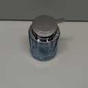 Glass Foam Soap Dispenser for Kitchen & Bathroom - Refillable Liquid Soap Dispenser with Large Silver Pump (Leaf Pattern-Blue)