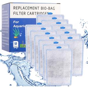 12 Pack Large Assembled Aquarium Filter Cartridge for Whisper Bio-Bag Power Filters, Replacement Filter Cartridges for Whisper 20i/40i IQ20/30/45/60 PF20/30/40/60 Power Filter ﻿