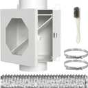 Dryer Duct Lint Trap, Metal Indoor Dryer Vent Box with 4inch 5FT Dryer Vent Hose, 2 Clamps, 2 Stainless Steel Mesh, Secondary Lint Trap for Electric Clothes Dryers -Complete Dryer Vent Cleaning System