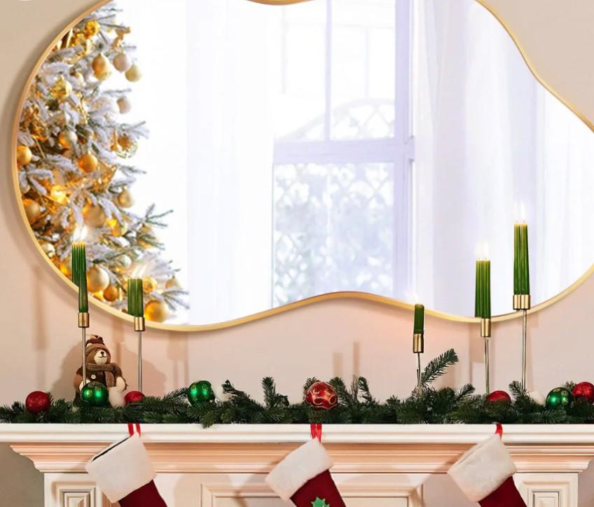 TEWLOSS Irregular Mirrors Wall Mirror 36"x24" Cloud Shaped Mirrors for Bathroom, Gold