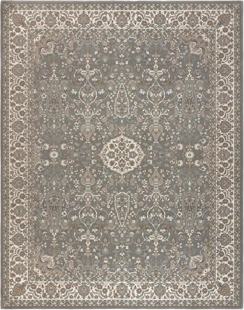Gertmenian Indoor Traditional Area Rug - 8x10 Large, Thick Pile, Durable, & Non-Shedding, Ideal for Living Room, Dining Room, Bedroom, Entryway, Hall, Office - Vernon, Gray, 15313