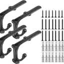 6 Inch Decorative Shelf Brackets-Heavy Duty Wall Brackets with Hooks Shelve Brackets Metal for Open Shelves Vintage Shelf Supports Farmhouse-4 Pack