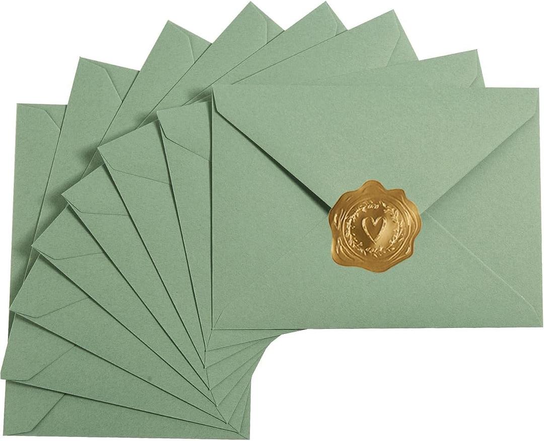 100 Pieces Sage-Green A7 Envelopes Greeting Card Envelopes 5.24 x 7.24 Inches for 5 x 7 Wedding Invitation Cards, Greeting Cards, Birthday Baby Shower Invitations