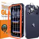 QsmQam 3 Pack Screen Protector for iPhone 17 Pro 6.3 Inch + 1 Pack Individual Camera Lens Protector, Ultra HD Tempered Glass, Military Grade Shatterproof, Case Friendly [with Installation Frame]