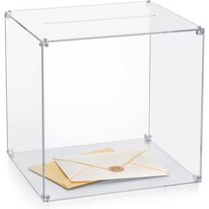 All Clear Acrylic Card Box, DIY Wedding Box with Your DIY Print, Assembly Box for Reception/Wedding Box/Party Graduation & Birthday Baby Shower Decorations(10x10x8.5)
