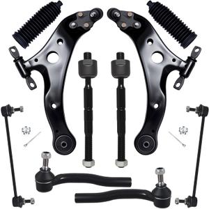 AUQDD 10Pcs Front End Kit Fit For 2012-2017 To-yota Camry, 2013-2018 Avalon, 2 Lower Control Arm w/Ball Joint 2 Sway Bar Link 4 Outer Inner Tie Rod End (# K621476 K621477 K750123 EV801497 ES800930)