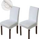 Genina Waterproof Chair Covers for Dining Room Dining Chair Covers Kitchen Parsons Chair Covers (White, 2 PCS)