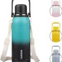 BJPKPK Insulated Thermos Water Bottle with Handle and Lid 50oz BPA Free Stainless Steel Water Bottles For Cold and Hot Beverages,TealBlack