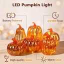 Glooglitter 6 Pack Light Up Glass Pumpkin with Timer Fall Decor, Gold