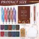 Qeeenar 200 Pcs Christian Gifts Bulk Sets Bible Verse Religious Ballpoint Pen and Notebook Gift Set with Thanks Tags Organza Bag Gift Bulk for Women Church Christian Party Favors(Multicolor,Classic)