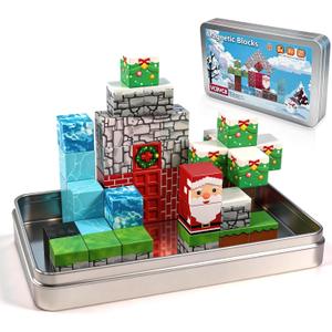 Travel Magnetic Blocks Set  40PCS Christmas STEM Building Toys for Kids Ages 3-5, 5-7, 4-8, 8-12, Non-Toxic & Fully Encased Magnets (40 PCS Travel Magnetic Blocks)