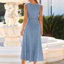 Simplee Women's 2026 Summer Floral Maxi Dress Sleeveless Elegant Tie Waist Casual Cocktail Party Wedding Guest Long Dresses (Blue, XL)