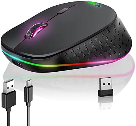 Ergonomic Wireless Mouse, Rechargeable Mouse, RGB Gaming Mouse, RGB Marquee Mouse (Black)