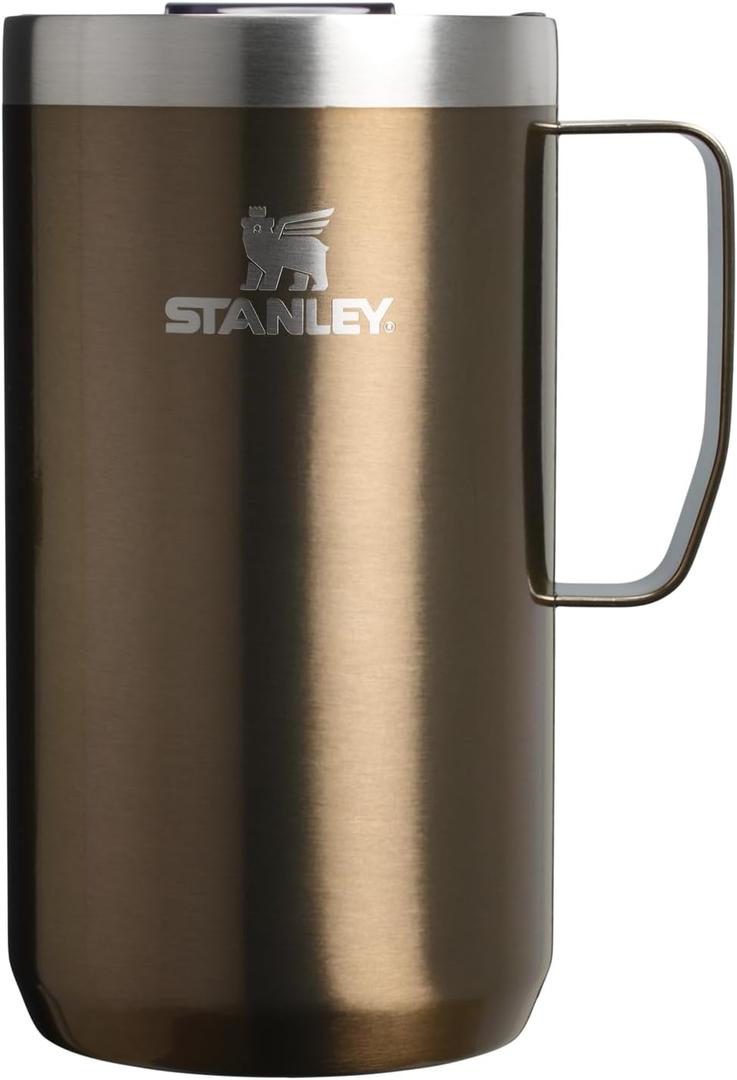 STANLEY Everyday Camp Mug | Drink Through Lid | Cup for Coffee, Tea and Drinks | Insulated Stainless Steel Coffee Mug | BPA-Free (24 Ounces, Gunshine Metal)