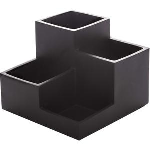 BINO | Multi Purpose 4 Compartment Organizer - Make up Organizer for Vanity - Makeup Holders for Bathroom - Toiletry Countertop - Toothbrush and Bathroom Accessories Holder - Matte Black