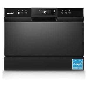 COMFEE’ Countertop Dishwasher, Energy Star Portable Dishwasher, 6 Place Settings, Mini Dishwasher with 8 Washing Programs, Speed, Baby-Care, ECO& Glass, Black