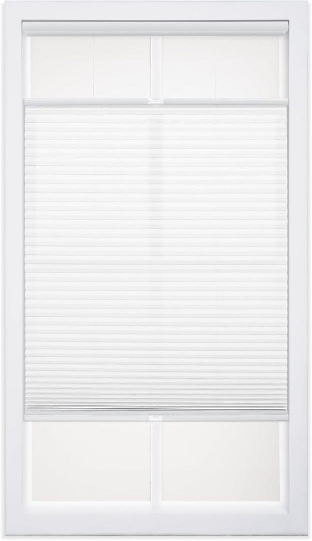 DEZ FURNISHINGS Cordless 1" Light Filtering Top Down Bottom Up Cellular Shade, 70"W x 64"H, White