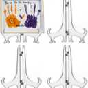 LonlyEagle 4 Pack 12 Inch Clear Plastic Easels or Stand/Plate Holders to Display Pictures or Other Items at Weddings, Plate Stands for Home Decoration, Birthday, Tables
