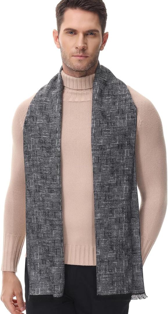 Mens Scarves Winter Warm Long Classic Fashion Business Plaid Solid Color Scarf for Men Gift