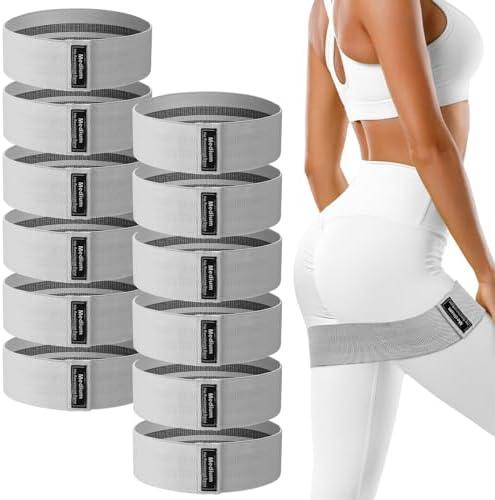 Pack of 10 Fabric Resistance Bands for Working Out Booty Workout Stretch Exercise Bands Non Slip for Legs Squat Resistance Loop for Women Men Starter Butt Hip Thigh Fitness, Grey