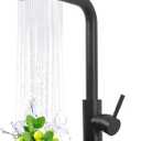 HOTIS Black Kitchen Faucets with Pull Down Sprayer, Stainless Steel Single Handle Matte Black Kitchen Sink Faucet, Sink Faucet for Farmouse Camper RV Bar, Suitable for 1 or 3 Hole Installation