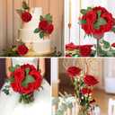 AmyHomie Artificial Flowers Dark Red Rose 25pcs Real Looking Fake Roses w/Stem for DIY Wedding Bouquets Centerpieces Arrangements Party Baby Shower Mothers Day Christmas Tree Decorations