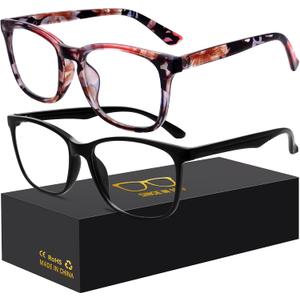 Blue-Light Blocking Glasses Computer Reading/Gaming/TV/Phones Glasses Fashion Anti Eyestrain Glasses for Women Men(H1-Black+Baohua)