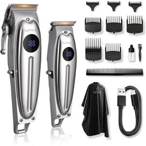 SUPRENT Professional Rechargeable Hair Clipper-Hair Clippers for Men, Cordless Hair Cutting Kit with LED Display
