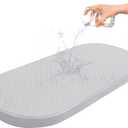 Baby Bassinet Mattress Compatible with Dream On Me/Fisher-Price Baby Bedside Sleeper, Breathable, Premium Foam, Oval Shaped with Removal Waterproof Cover,15" x 30" x 2'' (Grey)