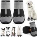 Dog Shoes for Large Dogs, Medium Dog Boots & Paw Protectors for Hardwood Floors, Outdoor Dog Booties for Hot Pavement Winter Snow Hiking, Waterproof Dog Shoes with Reflective Strips Size 3 (#3 (width 1.77 inch) for 31-38 lbs, Black-Waterproof)