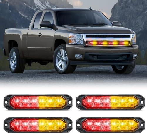 Nilight 6LED Emergency Strobe Lights Ultra slim Surface Mount Hazard Caution Light bar 12-24V Sync Feature Warning Flashing Light kit for Truck Car Vehicle ATV SUV UTV Red and Yellow