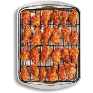 Nordic Ware Oven Crisp Baking Tray 2pc Set Includes Pan and Rack; Natural Aluminum For Air Frying, Crisping, Broiling, Baking; Cooking Surface 17 x 12 Inches