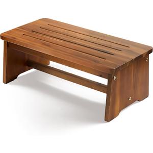 TINAMO 24" Extra Wide Wooden Step Stool with Crossbar, Holds up to 300 LBS