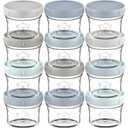 KeaBabies 12pk 4oz Glass Baby Food Containers with Lids - Leak-Proof, Microwavable Small Glass Jars, Baby Purees & Toddler Snack Storage Containers, BPA-Free, Dishwasher & Freezer Safe (Slate)