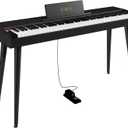 digital Piano 88 Key Semi Weighted Keyboard,Full-size Electric Piano for Beginners,with Sheet Music Stand,Pedal,Power Adapter,Headphone Mode,USB-MIDI (Matte Black)