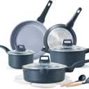 CAROTE 14 Pcs Ceramic Cookware Set, Pots and Pans Set Non Stick with Ceramic Coating, Induction Kitchen Sets (Blue)