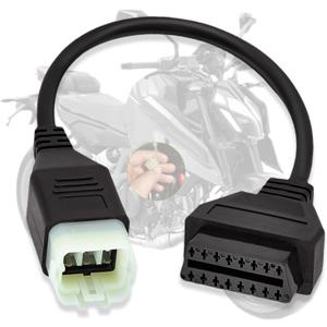 OBD2 Adapter Fit for KTM 6 Pin to 16Pin Motorcycle Diagnostic Cable,Fit for KTM Duke 125/200/690/990LC8/1190 RC8 Motorbike ECU Programming,Work with ELM327 Obdii Code Reader/Scanner