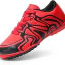 DREAM PAIRS Boys Girls Indoor Turf Soccer Cleats Lace Up Athletic Youth Futsal Football Shoes for Little/ Big Kid, Size 4 Big Kid, Red/ Black/ White, SDSO2413K