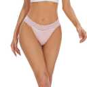 voenxe Seamless Thong for Women,No Show Lace Underwear,Ladies Breathable Comfort Panties Soft Laser Cut Undies,Tanga,5-Pack (White, S)
