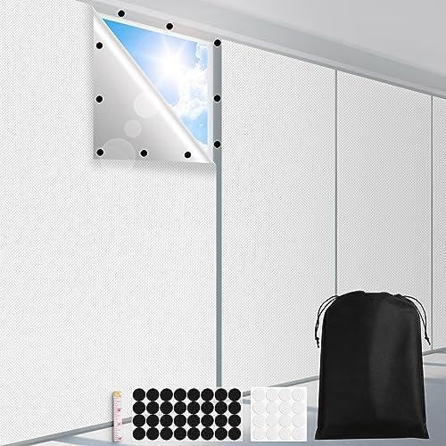 FADOTY Cuttable Blackout Shades Fabric Sheet, Blackout Curtains for Bedroom, Portable 100% Black Out Window Cover Film, No Drill Window Blinds, Sun Heat Light Blocker for Travel Media Dorm, 57'' W